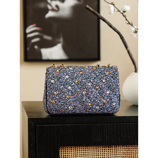 Chanel 26C Crystal Classic Flap Bag  Full Crystal CF Sequin Evening Bag