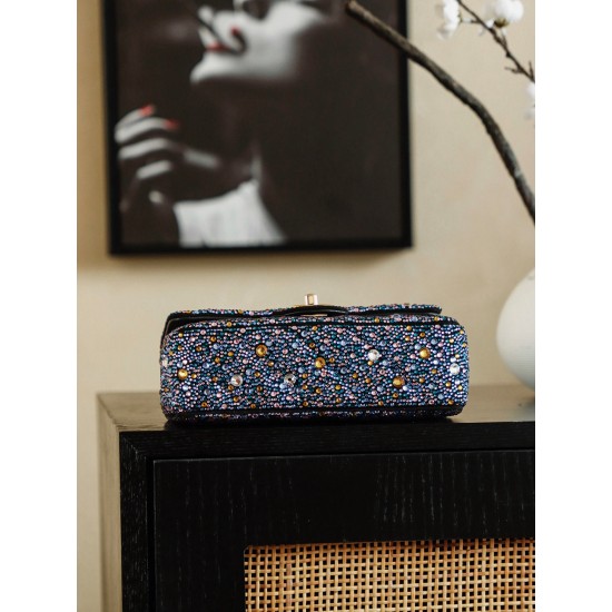 Chanel 26C Crystal Classic Flap Bag  Full Crystal CF Sequin Evening Bag