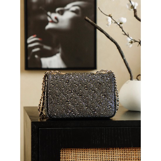 Chanel 26C Crystal Classic Flap Mini Bag | Full Crystal CF Evening Bag