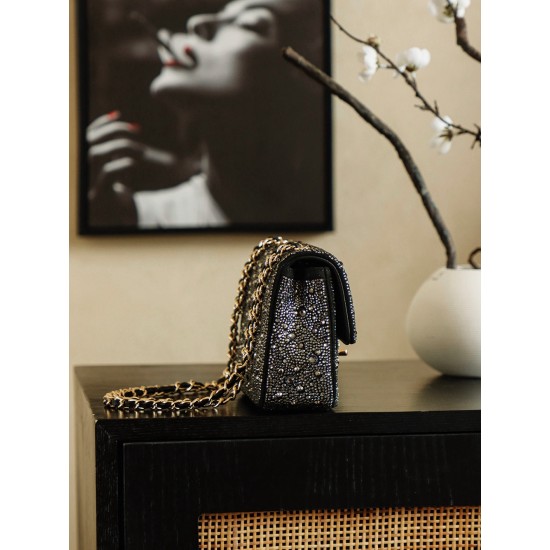 Chanel 26C Crystal Classic Flap Mini Bag | Full Crystal CF Evening Bag