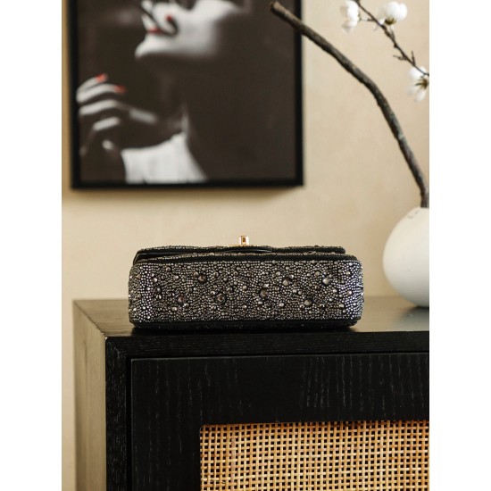 Chanel 26C Crystal Classic Flap Mini Bag | Full Crystal CF Evening Bag