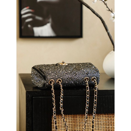 Chanel 26C Crystal Classic Flap Mini Bag | Full Crystal CF Evening Bag