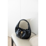 Chanel 26C Drawstring Hobo Bag – Black Calfskin with Vintage Gold Hardware