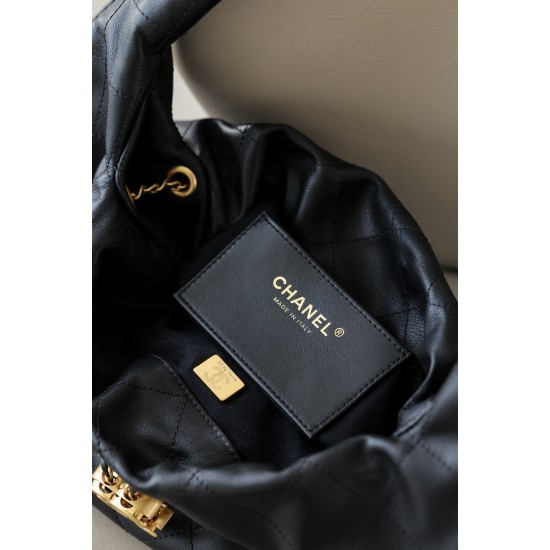 Chanel 26C Drawstring Hobo Bag – Black Calfskin with Vintage Gold Hardware