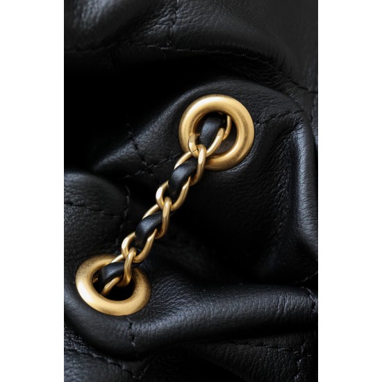 Chanel 26C Drawstring Hobo Bag – Black Calfskin with Vintage Gold Hardware
