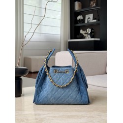 Chanel 26P Hobo Bag Small - Gradient Denim Blue with Aged Gold Hardware