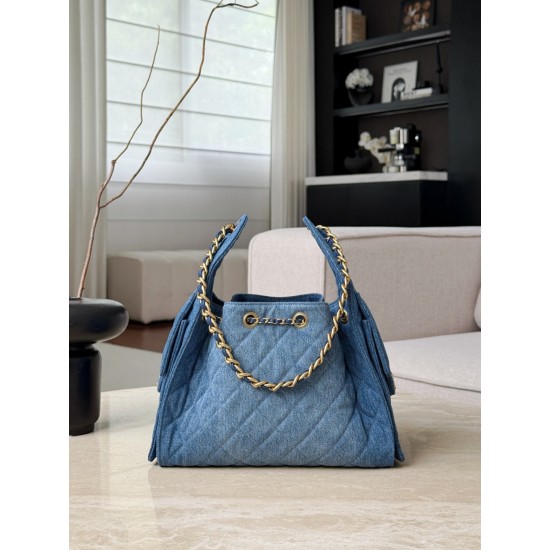 Chanel 26P Hobo Bag Small - Gradient Denim Blue with Aged Gold Hardware
