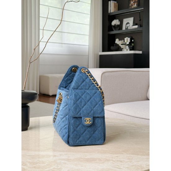 Chanel 26P Hobo Bag Small - Gradient Denim Blue with Aged Gold Hardware