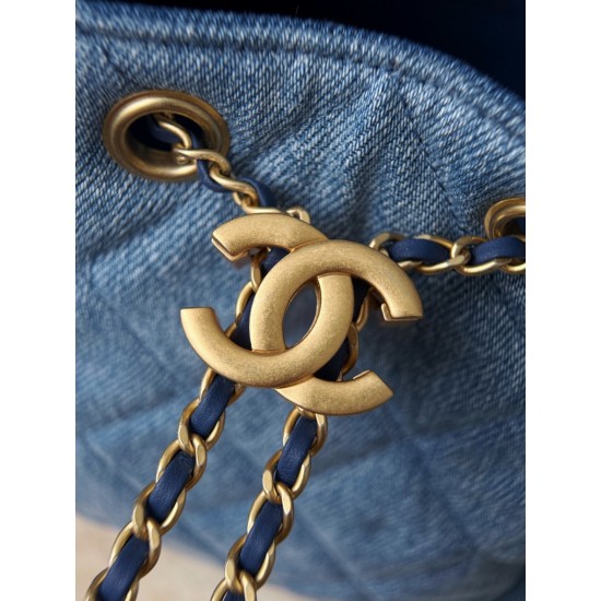Chanel 26P Hobo Bag Small - Gradient Denim Blue with Aged Gold Hardware