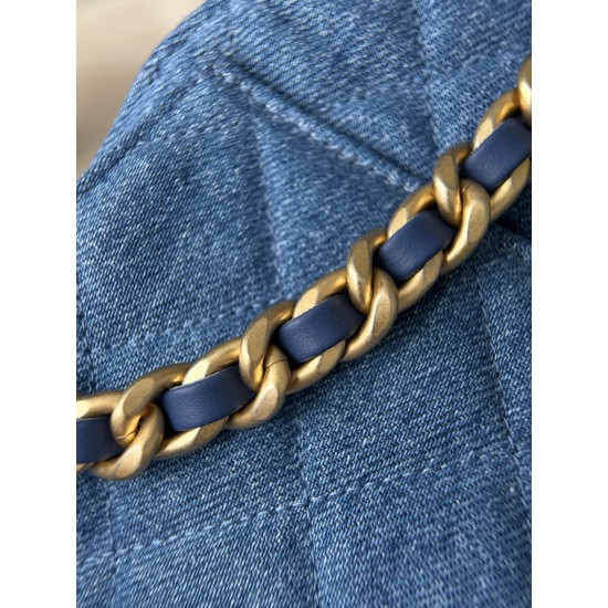 Chanel 26P Hobo Bag Small - Gradient Denim Blue with Aged Gold Hardware