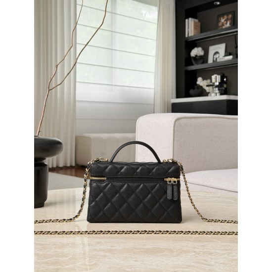 Chanel 26P Vanity Case with Chain - Braided Crystal CC "Loro Piana" Style (Black)
