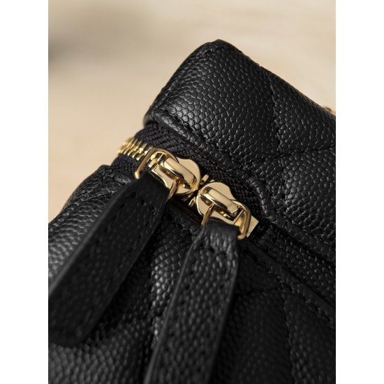 Chanel 26P Vanity Case with Chain - Braided Crystal CC "Loro Piana" Style (Black)