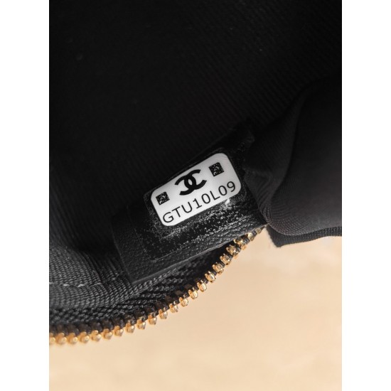 Chanel 26P Vanity Case with Chain - Braided Crystal CC "Loro Piana" Style (Black)