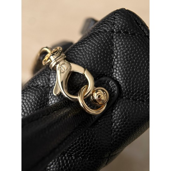 Chanel 26P Vanity Case with Chain - Braided Crystal CC "Loro Piana" Style (Black)