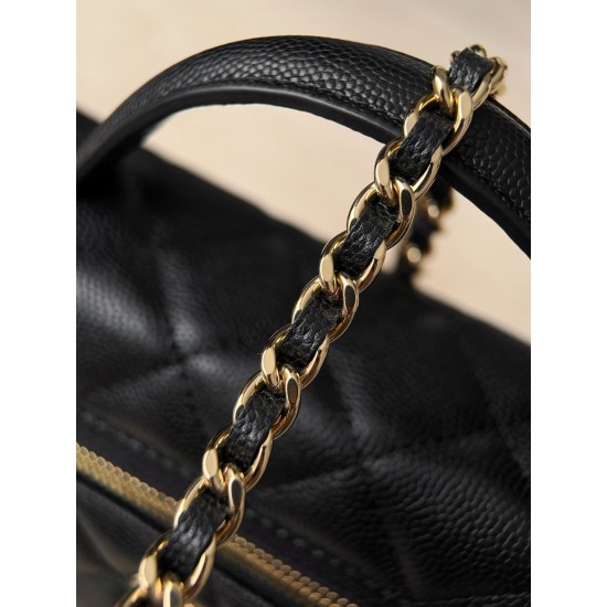 Chanel 26P Vanity Case with Chain - Braided Crystal CC "Loro Piana" Style (Black)