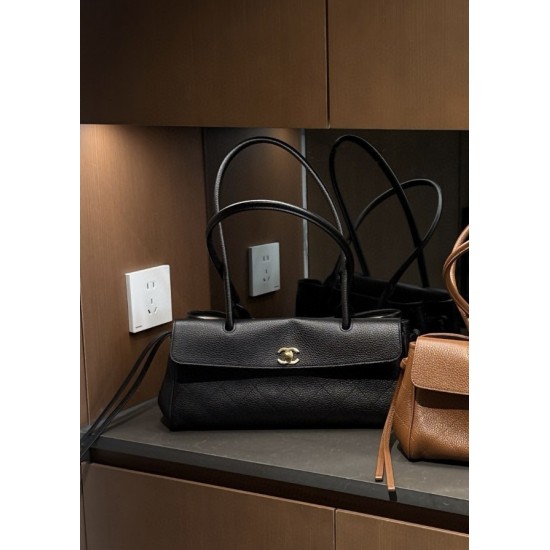 Chanel 26S Small Shopping Bag – Grained Calfskin, Black Tote (Runway Collection)