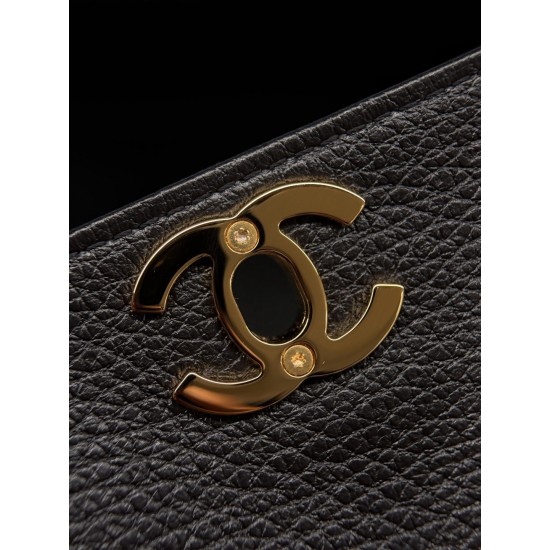 Chanel 26S Small Shopping Bag – Grained Calfskin, Black Tote (Runway Collection)