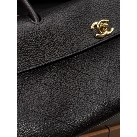Chanel 26S Small Shopping Bag – Grained Calfskin, Black Tote (Runway Collection)