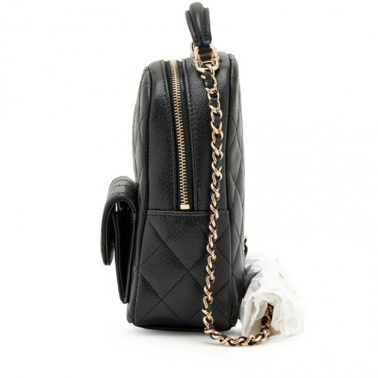 Chanel Black Quilted Caviar Mini Backpack Pale Gold Hardware