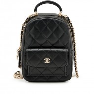 Chanel Black Quilted Caviar Mini Backpack Pale Gold Hardware