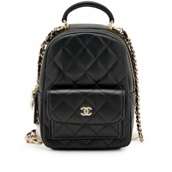 Chanel Black Quilted Caviar Mini Backpack Pale Gold Hardware