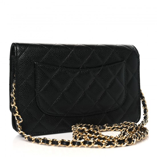 Chanel Caviar Quilted Wallet on Chain (WOC)｜Black