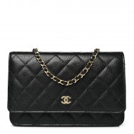 Chanel Caviar Quilted Wallet on Chain (WOC)｜Black