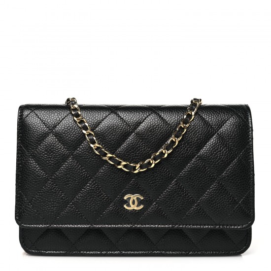 Chanel Caviar Quilted Wallet on Chain (WOC)｜Black