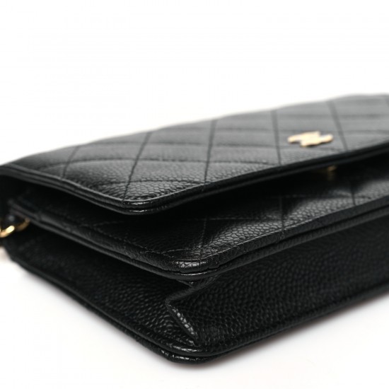 Chanel Caviar Quilted Wallet on Chain (WOC)｜Black