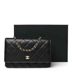 Chanel Caviar Quilted Wallet on Chain (WOC)｜Black