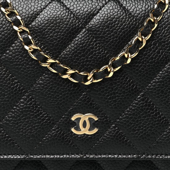 Chanel Caviar Quilted Wallet on Chain (WOC)｜Black