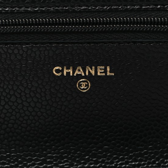 Chanel Caviar Quilted Wallet on Chain (WOC)｜Black