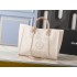 Chanel Deauville Large Pearl Embellished Canvas Tote Bag Off White