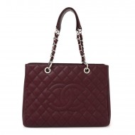 Chanel GST Dark Burgundy Caviar with Silver Hardware