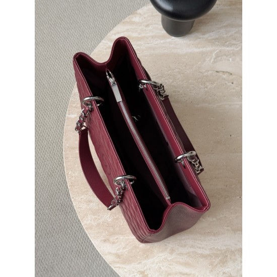 Chanel GST Dark Burgundy Caviar with Silver Hardware