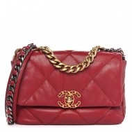 Chanel  Goatskin Quilted Medium Chanel 19 Flap Red