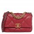 Chanel  Goatskin Quilted Medium Chanel 19 Flap Red