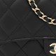 Chanel Lambskin Quilted Flap Phone Holder With Chain｜Black