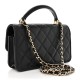 Chanel Lambskin Quilted Flap Phone Holder With Chain｜Black