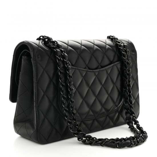Chanel Lambskin Quilted Double Flap So Black