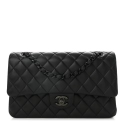 Chanel Lambskin Quilted Double Flap So Black