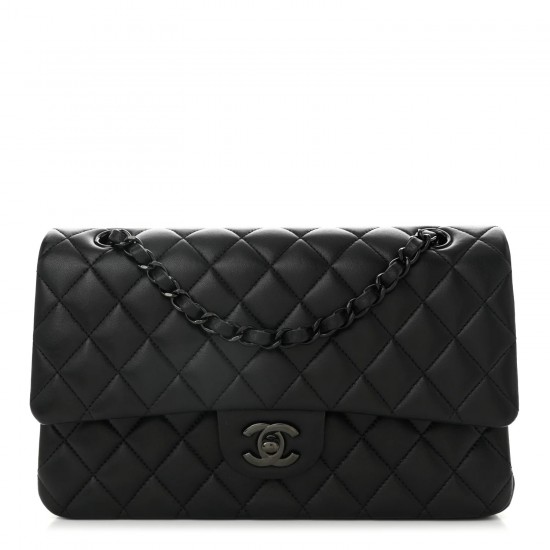 Chanel Lambskin Quilted Double Flap So Black