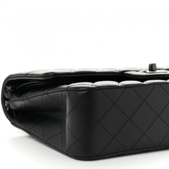 Chanel Lambskin Quilted Double Flap So Black