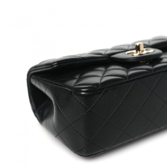 Chanel Lambskin Quilted Mini Top Handle Rectangular Flap｜Black
