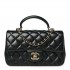 Chanel Lambskin Quilted Mini Top Handle Rectangular Flap｜Black