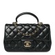 Chanel Lambskin Quilted Mini Top Handle Rectangular Flap｜Black