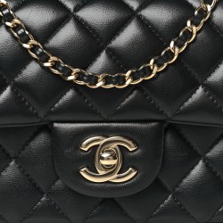 Chanel Lambskin Quilted Mini Top Handle Rectangular Flap｜Black