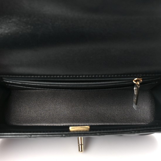Chanel Lambskin Quilted Mini Top Handle Rectangular Flap｜Black
