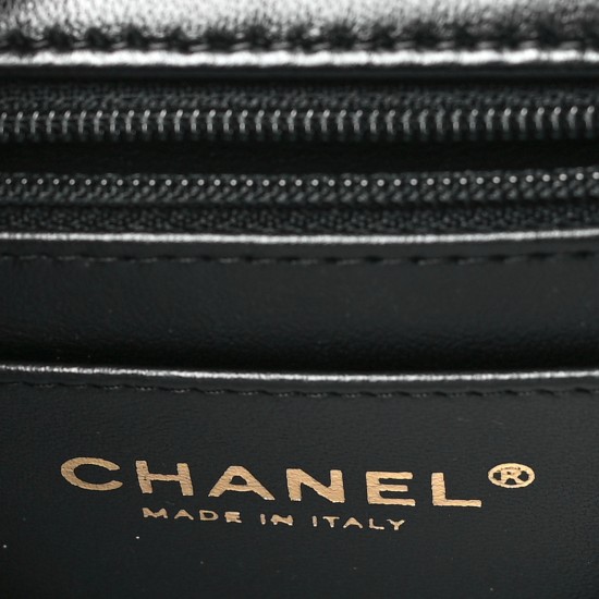Chanel Lambskin Quilted Mini Top Handle Rectangular Flap｜Black
