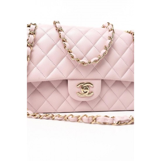 Chanel Medium Classic Double Flap Light Pink Caviar Light Gold Hardware